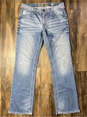 BKE Carter Bootcut Jeans Men’s 33x34 Blue Medium Wash 100% Cotton Boot Cut EUC